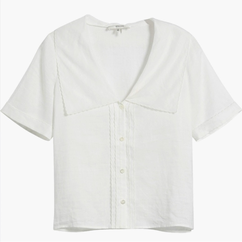 NWT Frame The Scallop Sailor White Blouse XS